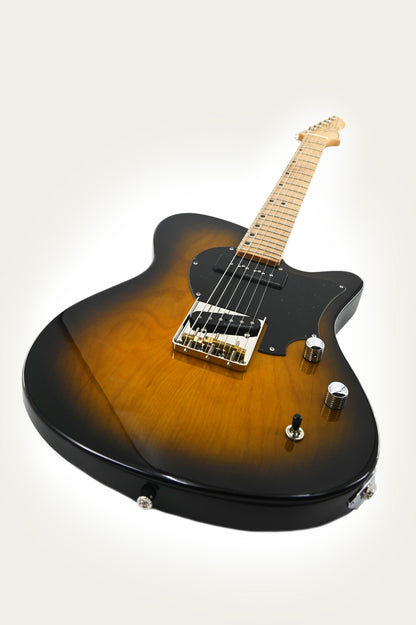 AJ 2-Tone Sunburst Black angled view of front.